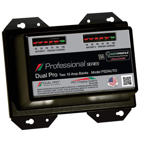 Dual Pro Qualifies for Free Shipping Dual Pro PS2 Auto 15a 2-Bank Lithium/AGM Battery Charger #PS2AUTO