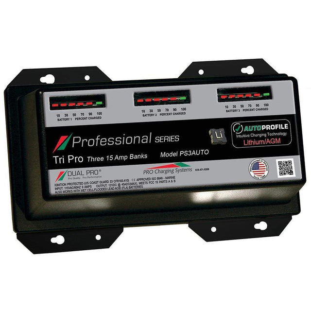 Dual Pro Qualifies for Free Shipping Dual Pro PS3 Auto 15a 3-Bank Lithium/AGM Battery Charger #PS3AUTO