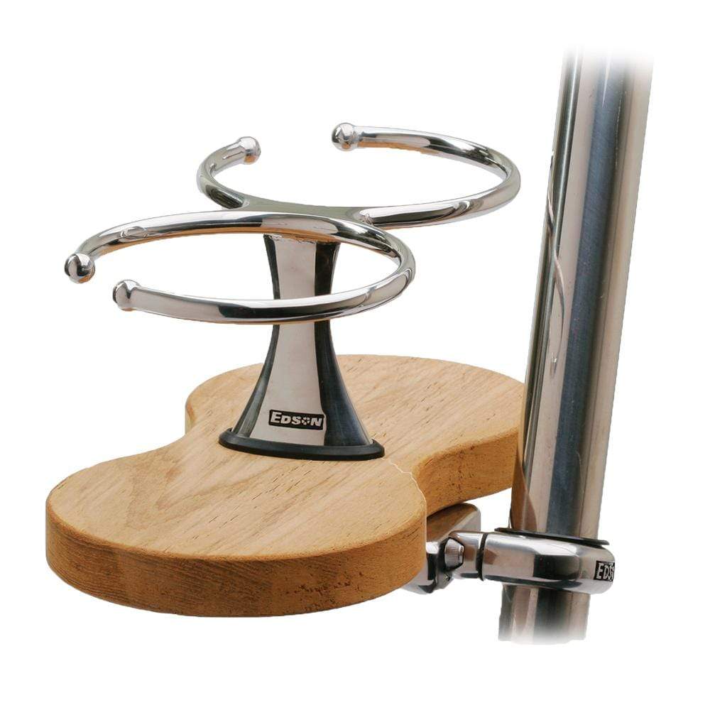Edson Marine Qualifies for Free Shipping Edson Double Clamp-On Drink Holder Teak #878TK-2-125