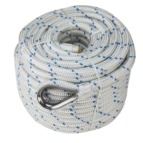 Extreme Max DB Nylon Anchor Line 3/4" 600' White/Blue Tracer #3006.2547
