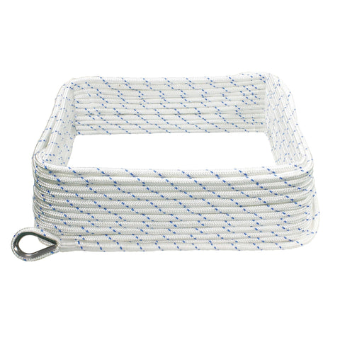 Extreme Max DB Nylon Anchor Line 3/8" 200' White/Blue Tracer #3006.2502
