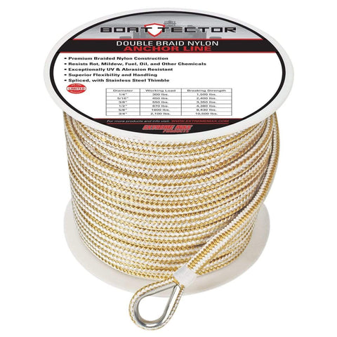 Extreme Max Qualifies for Free Shipping Extreme Max DB Nylon Anchor Line 3/8" 300' White/Gold #3006.2255