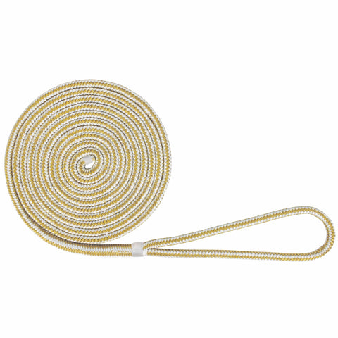 Extreme Max DB Nylon Dock Line 1/2" 20' White/Gold #3006.2114