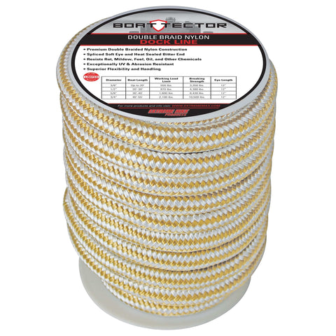Extreme Max DB Nylon Dock Line 3/4" 40' White/Gold #3006.2324