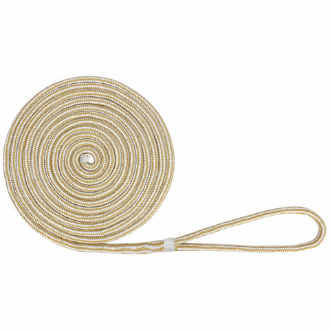 Extreme Max DB Nylon Dock Line 5/8" 35' White/Gold #3006.2144