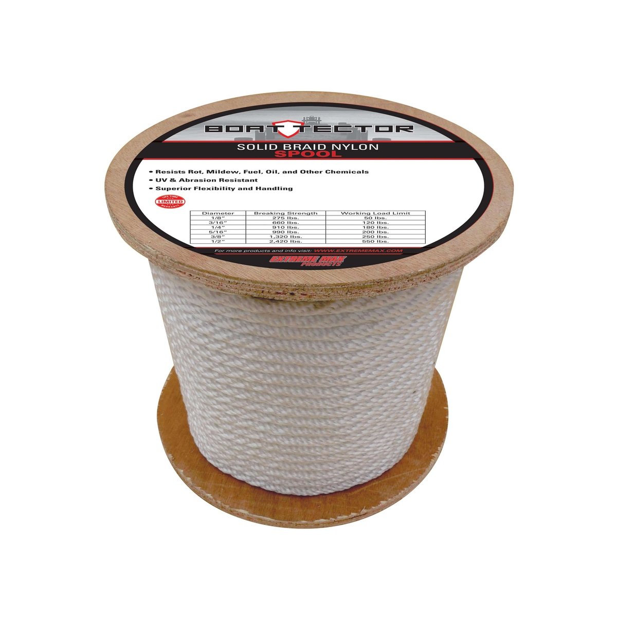 Extreme Max SB Nylon Rope 5/16" 500' White #3006.2201