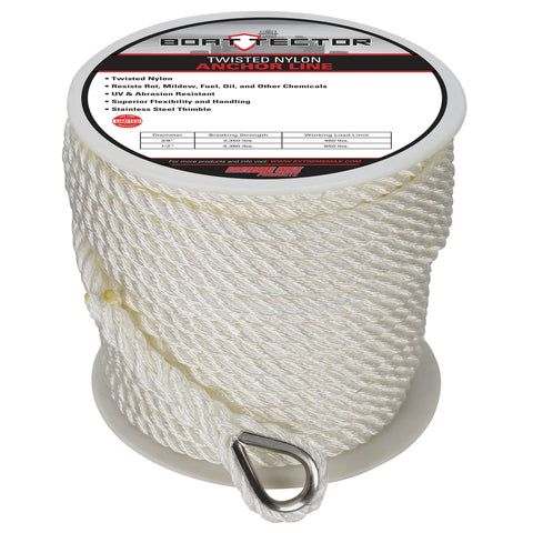 Extreme Max Twisted Nylon Anchor Line 1/2" 200' White #3006.2306