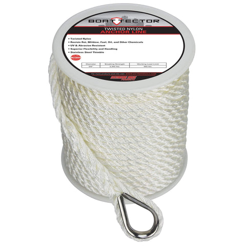 Extreme Max Twisted Nylon Anchor Line 3/8" 100' White #3006.2078