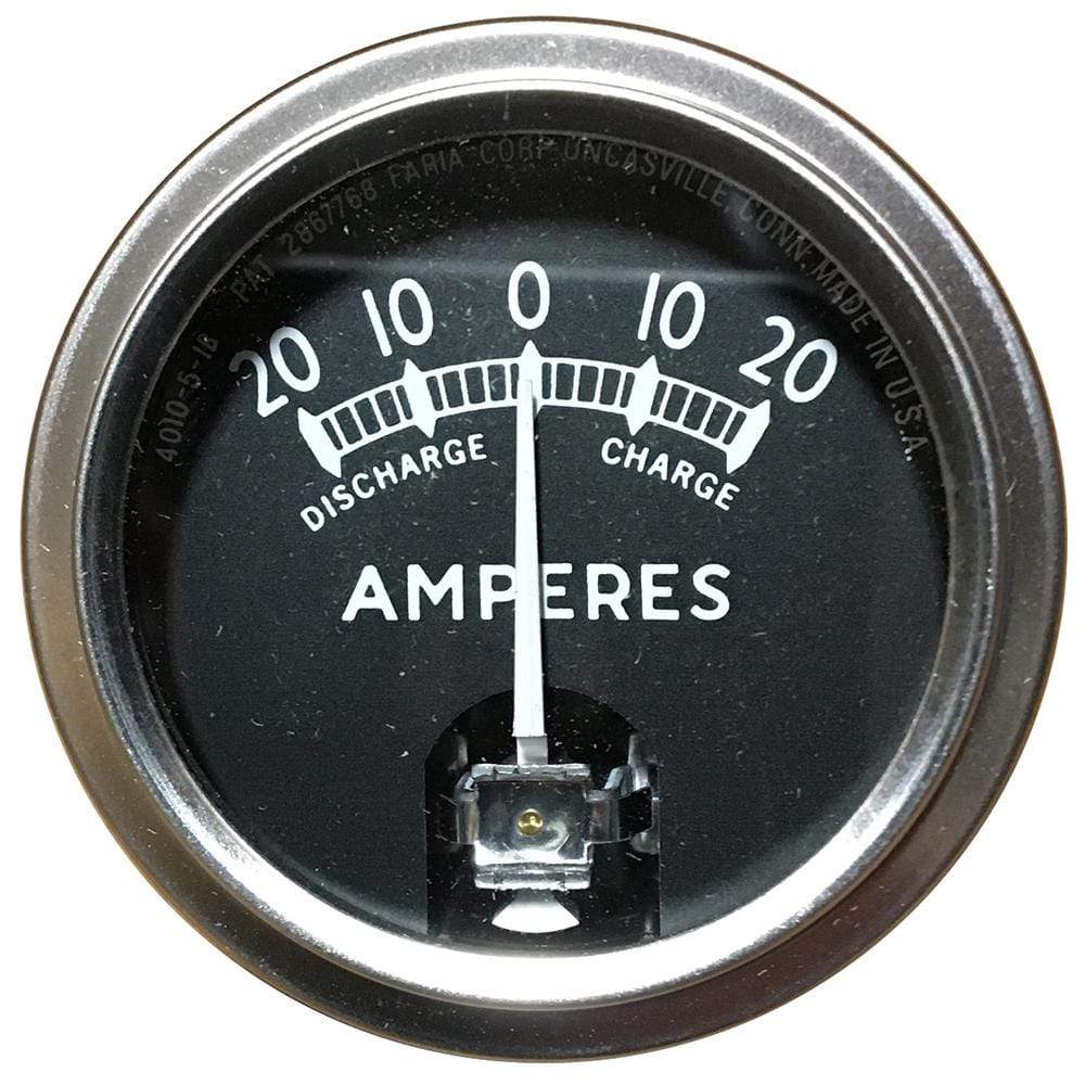Faria 2" Ammeter Black with SS Bezel 20-0-20 Amps #AP0545