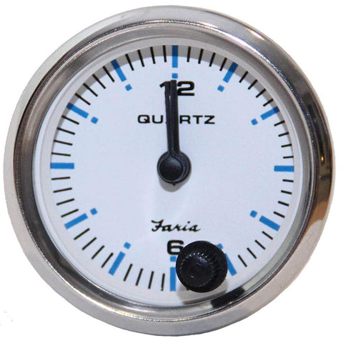Faria Qualifies for Free Shipping Faria 2" Clock Chesapeake White with SS Bezel Quartz Analog #13891