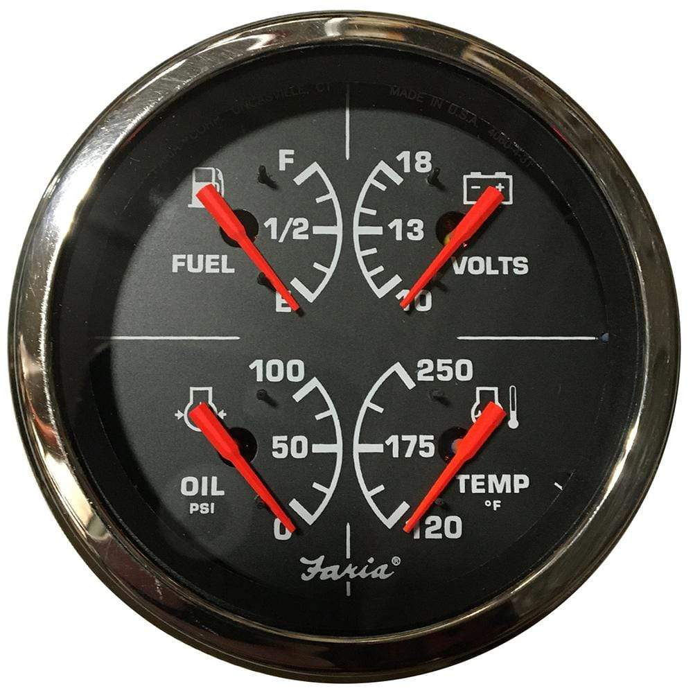 Faria Qualifies for Free Shipping Faria 4" Multi-Function Gauge Fuel/Oil Press/Volt/Water Temp #GF0035