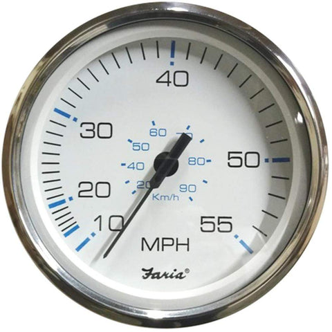 Faria Qualifies for Free Shipping Faria 5" Speedometer 55 MPH Chesapeake White SS Bezel #SE9504