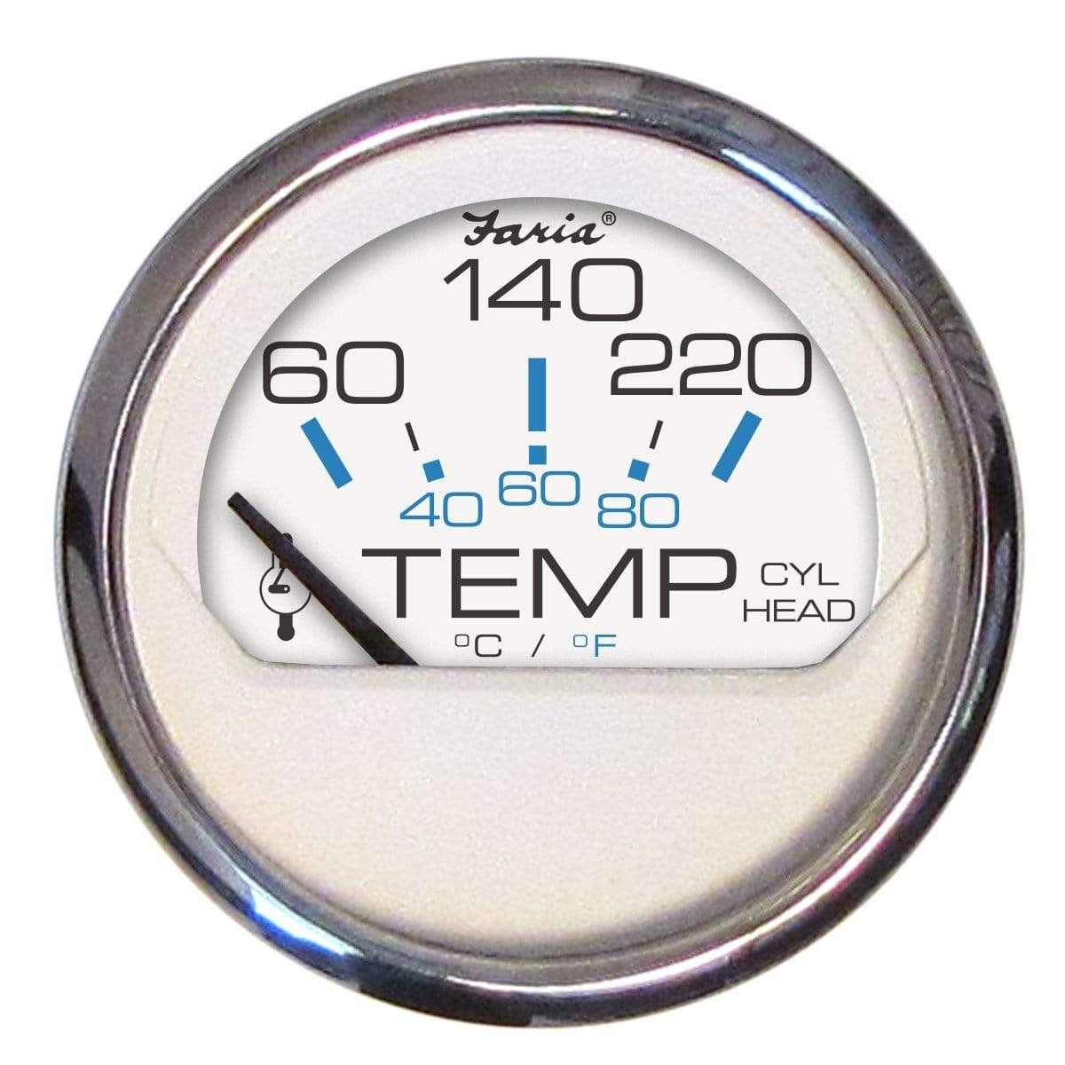 Faria Qualifies for Free Shipping Faria Chesapeake Cylinder Head Temp Gauge & Sender White SS 2" #13806