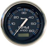 Faria Qualifies for Free Shipping Faria Chesapeake SS Black Tach with Hourmeter 0-6000 RPM Inboard #33732