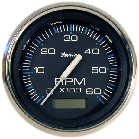 Faria Qualifies for Free Shipping Faria Chesapeake SS Black Tach with Hourmeter 0-6000 RPM Inboard #33732