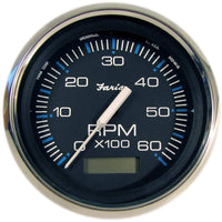 Faria Qualifies for Free Shipping Faria Chesapeake SS Black Tach with Hourmeter 0-6000 RPM Inboard #33732