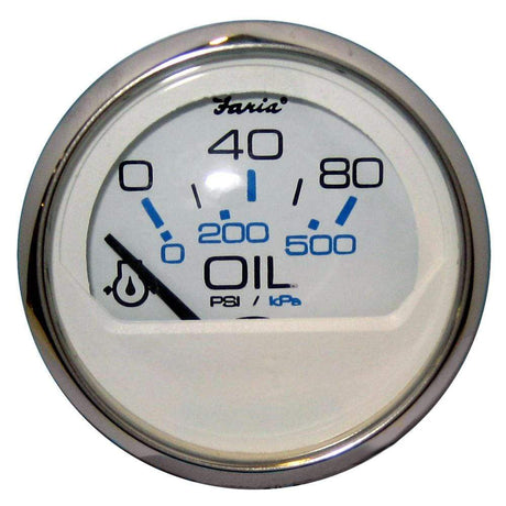 Faria Qualifies for Free Shipping Faria Chesapeake SS White Oil Pressure Gauge 80 PSI #13802