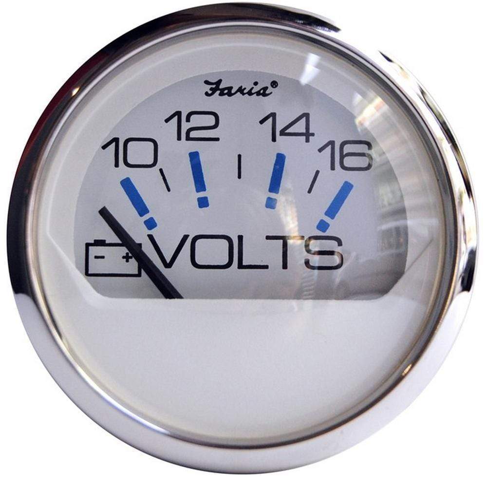 Faria Chesapeake SS White Voltmeter Gauge 10-16v #13805