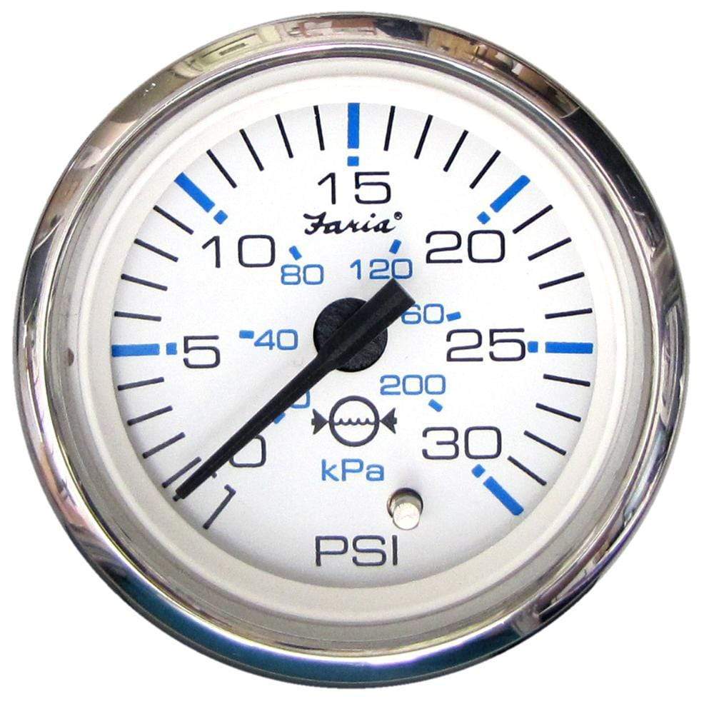 Faria Qualifies for Free Shipping Faria Chesapeake SS White Water Pressure Gauge 2" 30 PSI #13812
