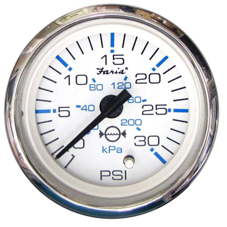 Faria Qualifies for Free Shipping Faria Chesapeake SS White Water Pressure Gauge 2" 30 PSI #13812