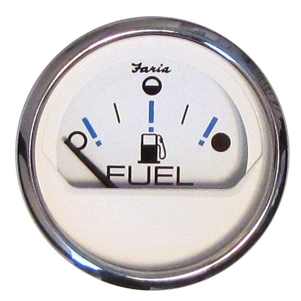 Faria Chesapeake White SS 2" Fuel Level Gauge Metric (E-1/2-F) #13818