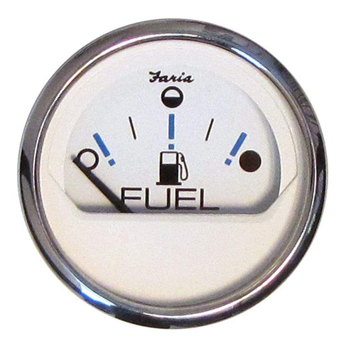 Faria Chesapeake White SS 2" Fuel Level Gauge Metric (E-1/2-F) #13818