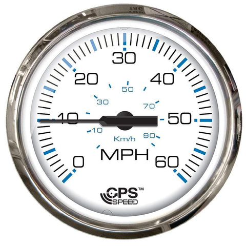 Faria Qualifies for Free Shipping Faria Chesapeake White SS 4" Speedometer 60 MPH GPS Studded #33839