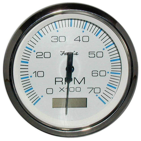 Faria Qualifies for Free Shipping Faria Chesapeake White SS 4" Tachometer Hourmeter 7000 RPM #33840