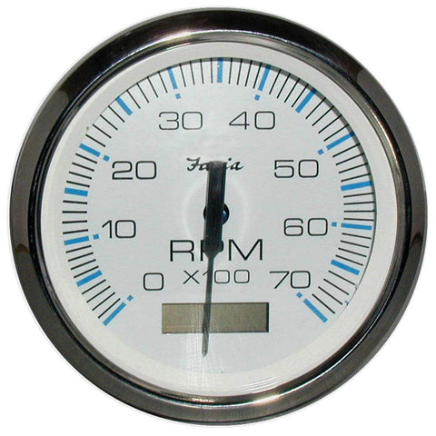 Faria Qualifies for Free Shipping Faria Chesapeake White SS 4" Tachometer Hourmeter 7000 RPM #33840