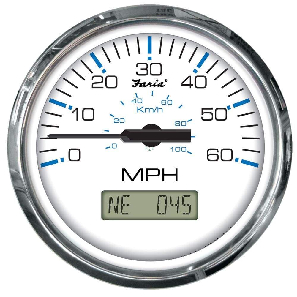 Faria Qualifies for Free Shipping Faria Chesapeake White Stainless 4" Speedometer 60 MPH GPS #33826