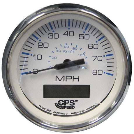 Faria Qualifies for Free Shipping Faria Chesapeake White Stainless 4" Speedometer 80 MPH GPS #33829