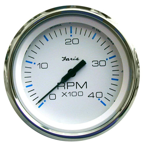 Faria Qualifies for Free Shipping Faria Chesapeake White Stainless 4" Tachometer 4000 RPM Diesel #33842