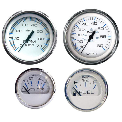 Faria Qualifies for Free Shipping Faria Chesapeake White Stainless Style 4-Gauge Set #KTF002