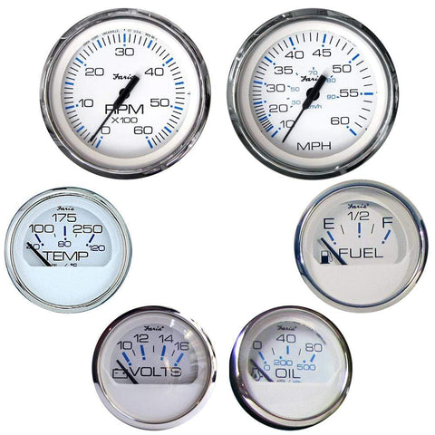 Faria Qualifies for Free Shipping Faria Chesapeake White Stainless Style 6-Gauge Set #KTF001
