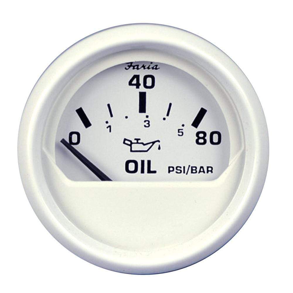 Faria Qualifies for Free Shipping Faria Dress White 2" Oil Pressure Gauge 80 PSI GP9573 #13102