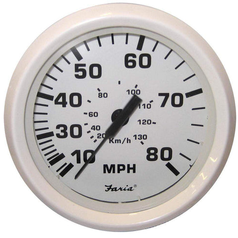 Faria Qualifies for Free Shipping Faria Dress White 4" Speedometer 80 MPH Mechanical #33113