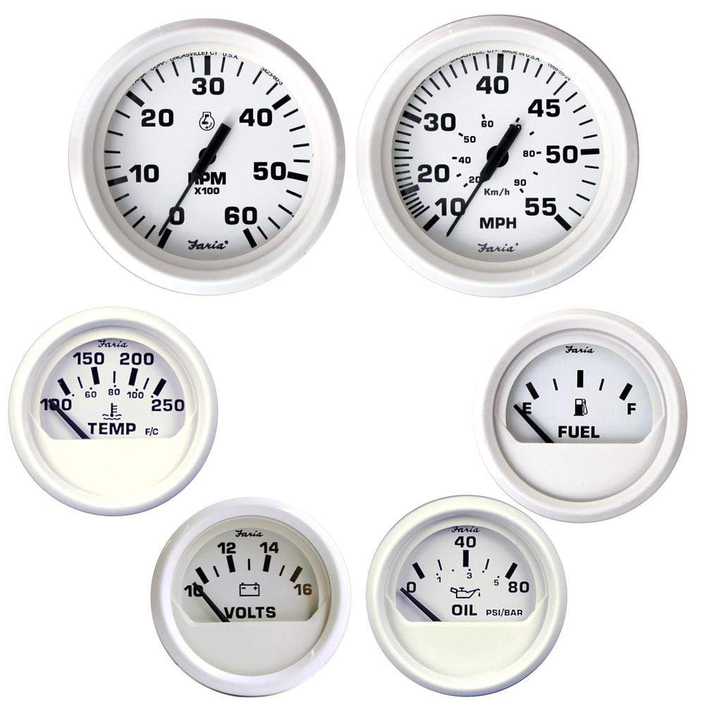 Faria Qualifies for Free Shipping Faria Dress White Inboard Gauge Set #KT9797