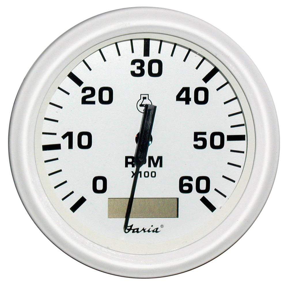 Faria Qualifies for Free Shipping Faria Dress White Series Tachometerr with Hourmeter 0-6000 RPM #33132