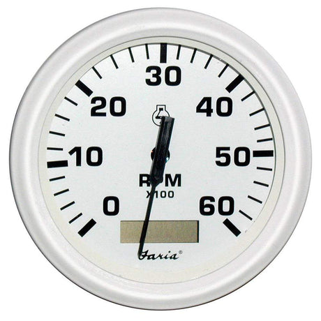 Faria Qualifies for Free Shipping Faria Dress White Series Tachometerr with Hourmeter 0-6000 RPM #33132