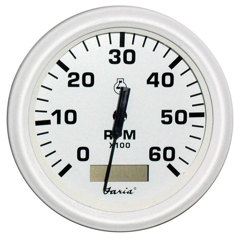 Faria Qualifies for Free Shipping Faria Dress White Series Tachometerr with Hourmeter 0-6000 RPM #33132