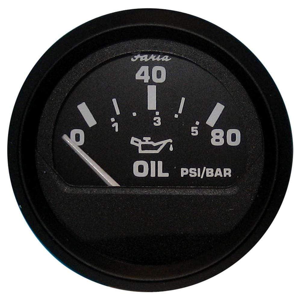 Faria Qualifies for Free Shipping Faria Euro Black 2" Oil Pressure Gauge 80 PSI GP9599 #12803