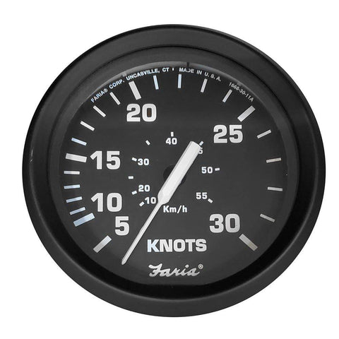 Faria Euro Black 4" 30 Knot Speedometer for Mechanical #32809