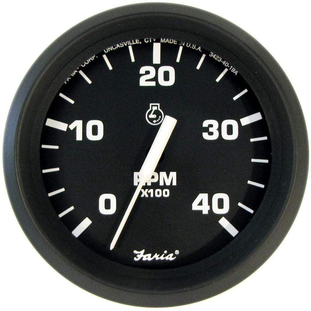 Faria Qualifies for Free Shipping Faria Euro Black 4" Tachometer 4000 RPM Diesel Mech Takeoff #32842