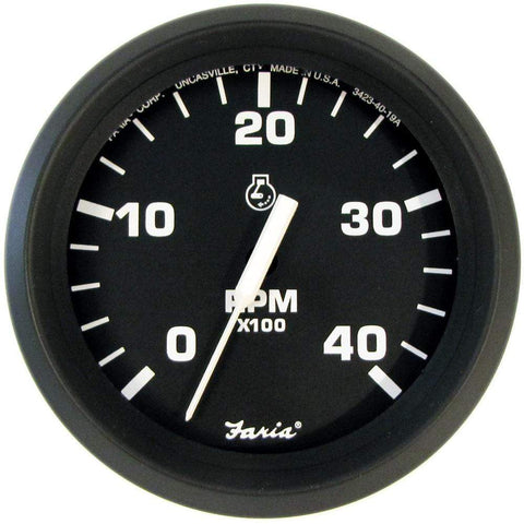 Faria Qualifies for Free Shipping Faria Euro Black 4" Tachometer 4000 RPM Diesel Mech Takeoff #32842