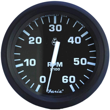 Faria Qualifies for Free Shipping Faria Euro Black 4" Tachometer 6000 RPM Gas Inboard & I/O #32804