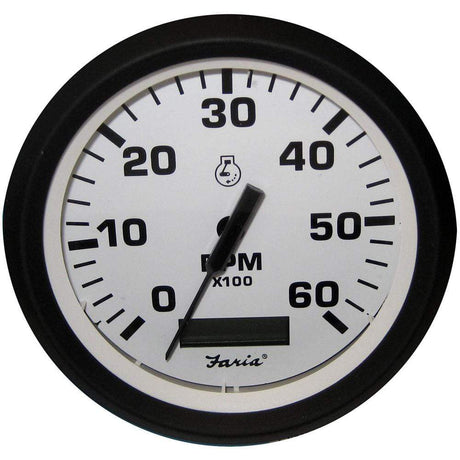 Faria Qualifies for Free Shipping Faria Euro White 4" Tachometer Hourmeter 6000 RPM Gas Inboard #32932