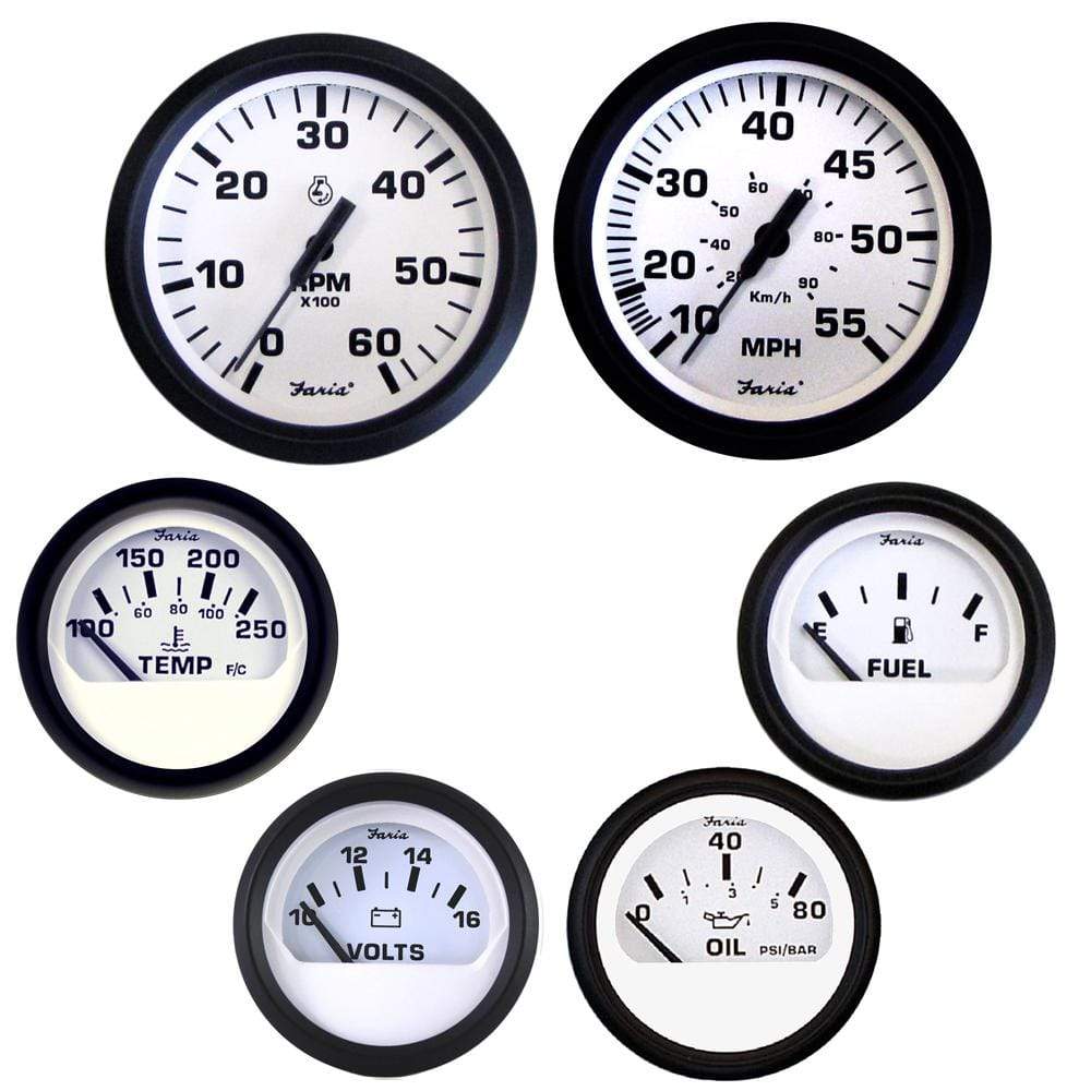 Faria Qualifies for Free Shipping Faria Euro White Box Set Inboard Speedo/Tach/Fuel/Volts #KT9798
