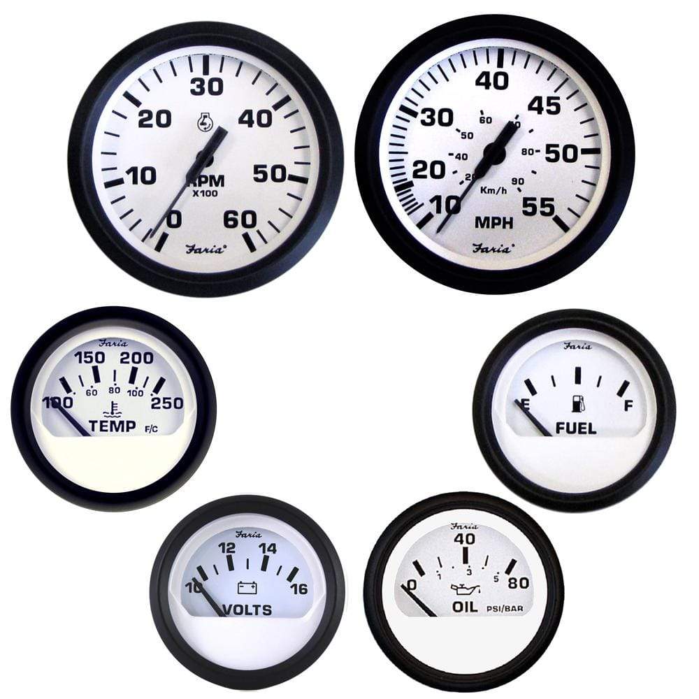 Faria Qualifies for Free Shipping Faria Euro White Box Set Inboard Speedo/Tach/Fuel/Volts #KT9798