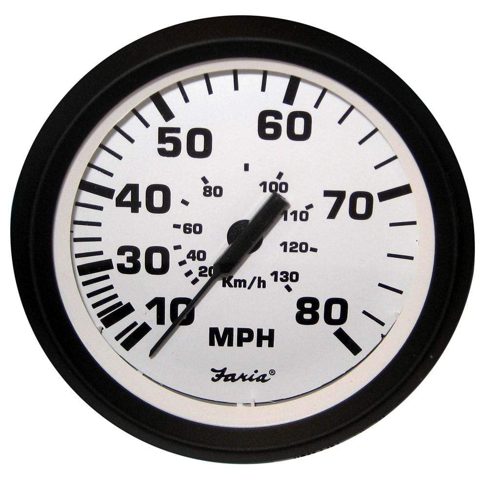 Faria Qualifies for Free Shipping Faria Euro White Speedometer 10- 80 MPH Mechanical #32910