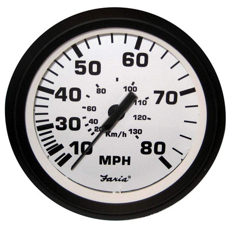 Faria Qualifies for Free Shipping Faria Euro White Speedometer 10- 80 MPH Mechanical #32910